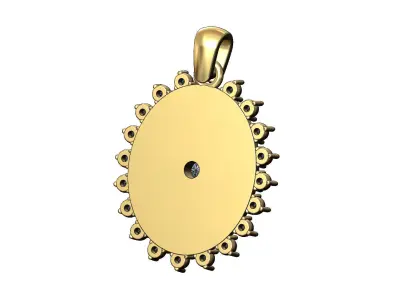 Oval diamond florentine rosette pendant charm 3D print model