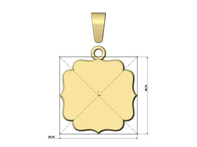 Engravable ornamental square vintage pendant with bail 3D print model