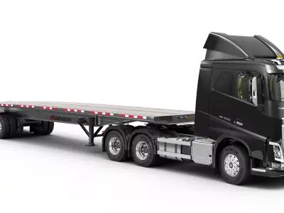 Volvo FH 6X4 With Flatbed Trailer 3D model