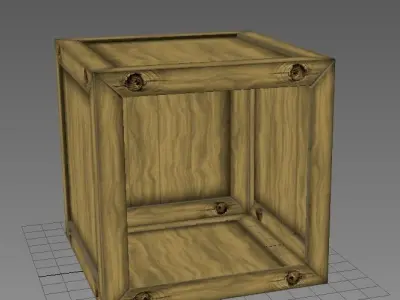 Crate 3 Wooden Low-poly 3D model