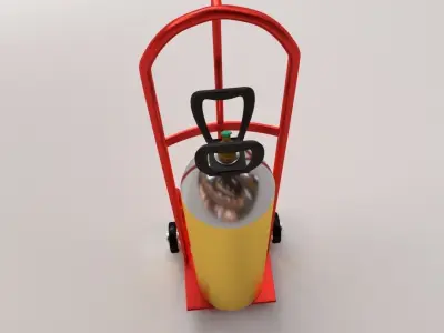 Gas Cylinder on Handtruck 3D model