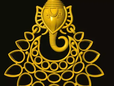 ganesh pendant in gold 3D print model