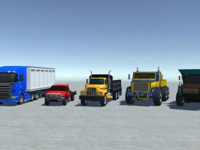Industrial Trucks pack-1 Low-poly 3D model