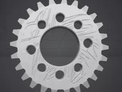 Heavy Duty Weathered Metal Gear with Engraved Texture 3D model