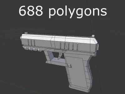 no brand low poly handgun 1 Low-poly 3D model