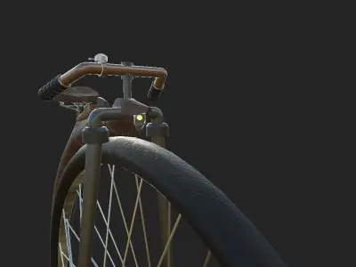 Classic bicycle of the 19th century Low-poly 3D model