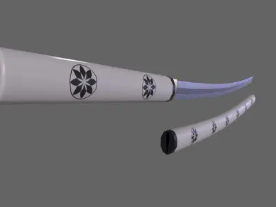 PBR Katana Japanese Sword White V3 Low-poly 3D model