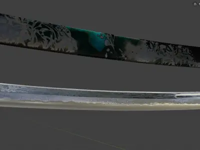 Katana samurai sword Low-poly 3D model 21
