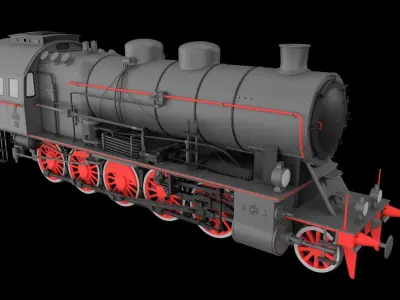 Steam Locomotive Train 3D model