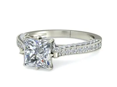 Princess Ring With Side stone 3D print model