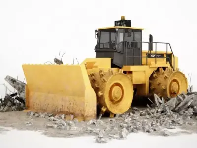 Yellow Dozing Bulldozer 3D model
