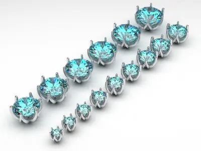 A package of solitaire ring heads engagement 6 prong printable 3D print model