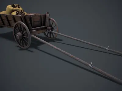 Wooden cart 3d model Low-poly 3D model purchase