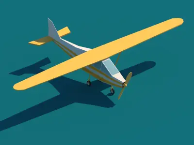 Cartoon Low Poly Airplane Small Package Low-poly 3D model