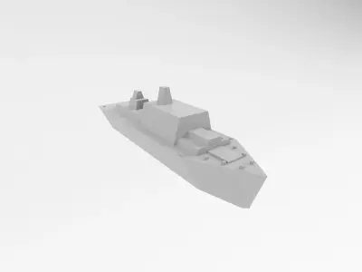 Cartoon Simple Warship v1 002 Low-poly 3D model