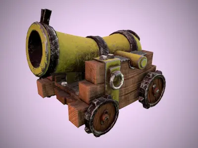 Stylized cannon for the game Low-poly 3D model