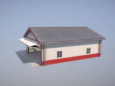 Airfield Hangar 12m Vr2 RED Low-poly 3D model