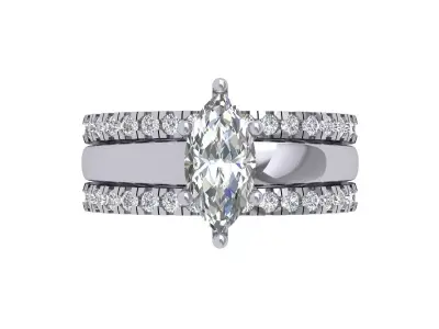 Marquise Solitaire Ring 3D print model 9