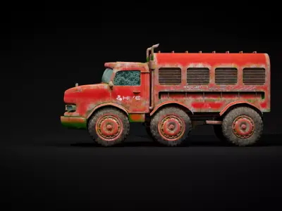 Truck 3D model old military 3D model