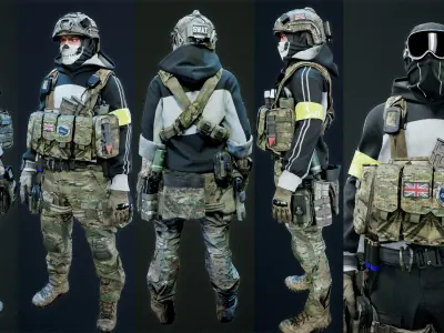Soldiers AAA-Pack UE Low-poly 3D model