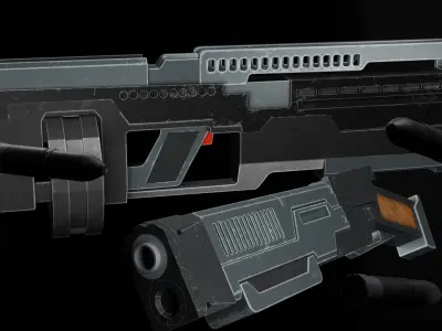 rifel y  pistola Low-poly 3D model