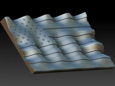 USA United States Flag Eagle 3D STL Model for CNC Router 3D model