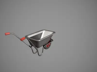 Metal - Red Wheelbarrow Low-poly 3D model
