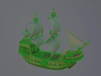 wood ship 3D model