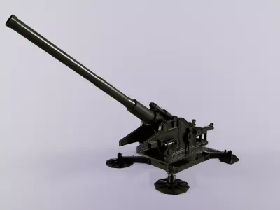 210-mm cannon Br-17 Low-poly 3D model