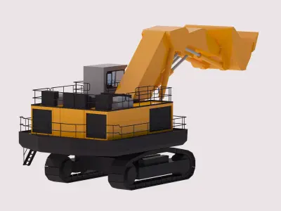 Excavator Construction EX5500 Simplified Low-poly 3D model