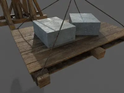 Crane Medieval 3D model Low-poly 3D model