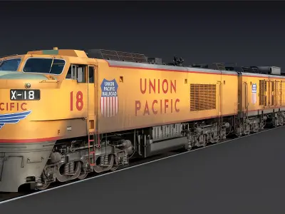 Union Pacific Gas turbine-electric locomotive Low-poly 3D model