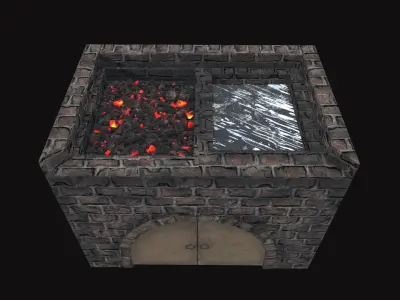 Medieval Forge Low-poly 3D model