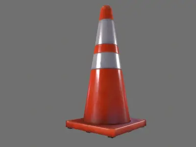 Road Cone Low-poly 3D model 2