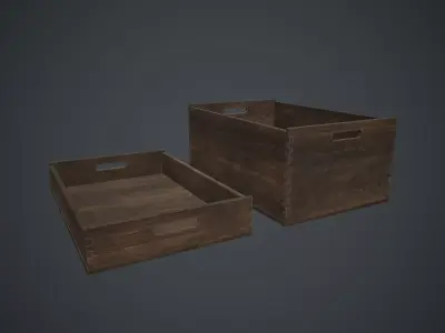 Wooden Crate 1 PBR Game Ready Low-poly 3D model