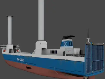 Ro-Ro Sailing vessel Low-poly 3D model