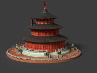 Chinese  ancient tower 3D  Low-poly 3D model