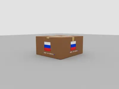 Russian carton box Low-poly 3D model