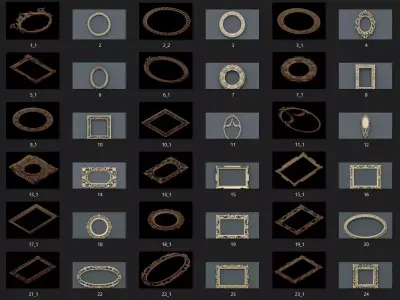 39 STL Ornamental Mirror Frames Bundle Baroque CNC Relief Models 3D model