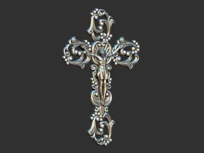 Arabesque Cross with Jesus 3D print model