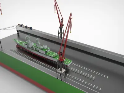 Floating Dock ship repair 3D model