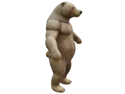 Muscular bear character Low-poly 3D model