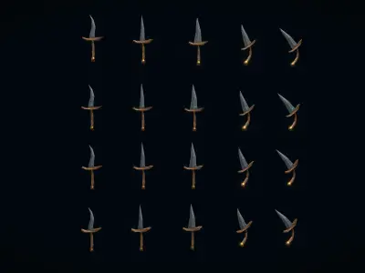 Stylized PBR Daggers Pack Low-poly 3D model