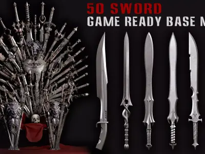 50 Sword Game Ready Base Mesh - Vol02 Low-poly 3D model