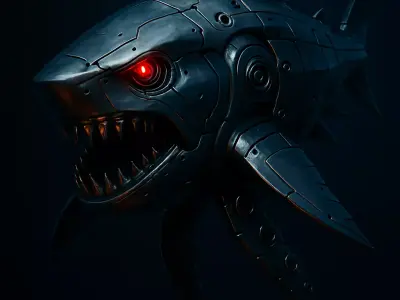 Cybernetic Shark - Futuristic Mecha Creature 3D Model 3D print model