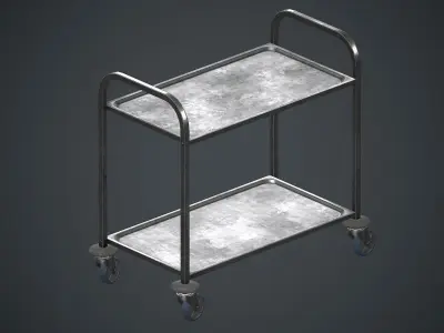 Industrial Tray Trolley 2 PBR Game Ready Low-poly 3D model