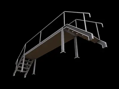 Stair stainless steel railings Low-poly 3D model