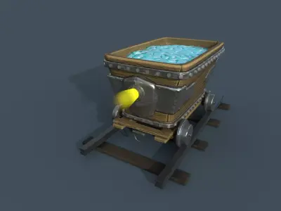 Stylized Mine cart  Low-poly 3D model