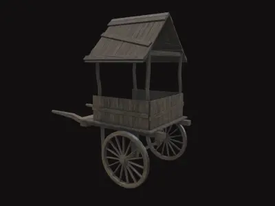 Medieval Carriage V20 Low-poly 3D model