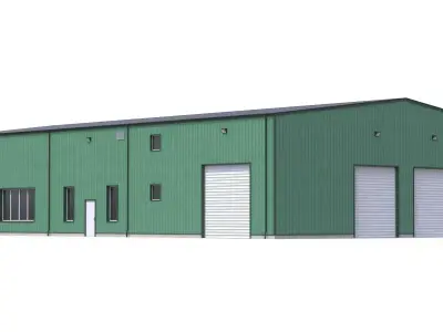 Green Industrial Building 60 PBR Low-poly 3D model